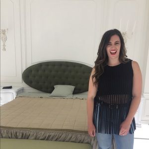 Black fringe crop top